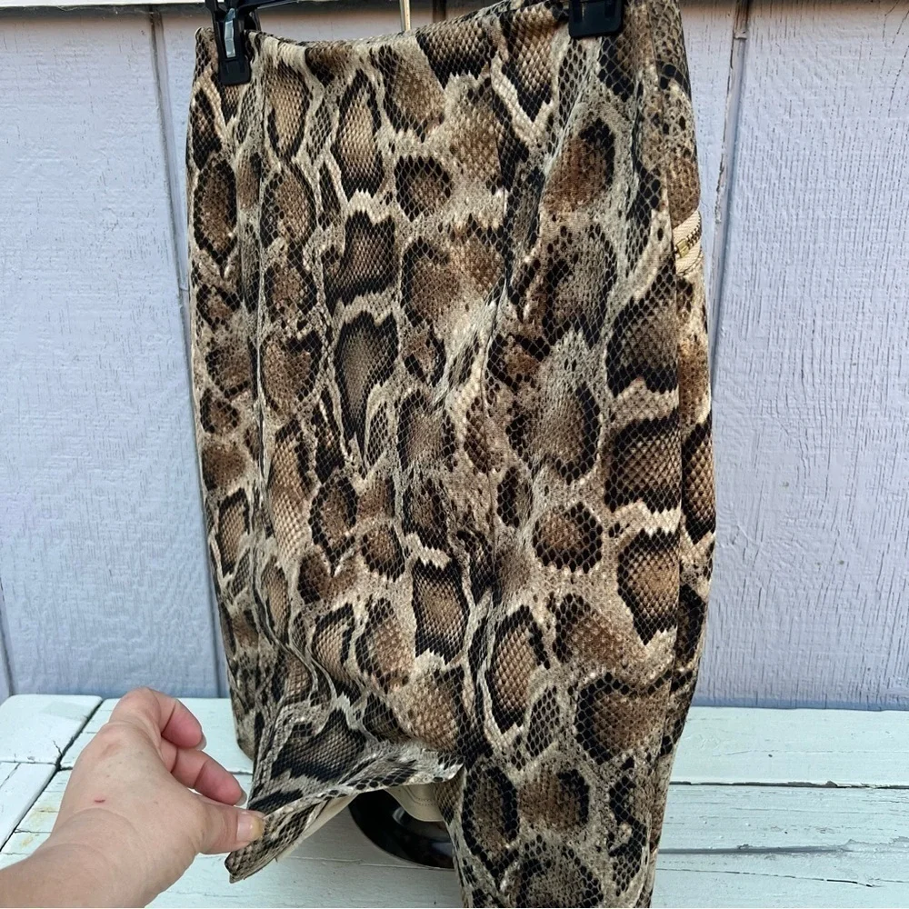 Vintage Michael Kors Sz 6 Snake Mamba Print Knit Pencil Skirt Side Zip Lined EUC